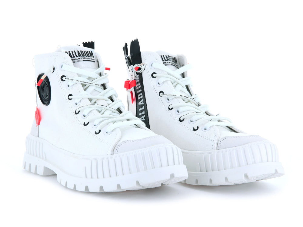 Zapatos Altas Palladium PALLASHOCK BACK ZIP Mujer Blancas | Ecuador-75869